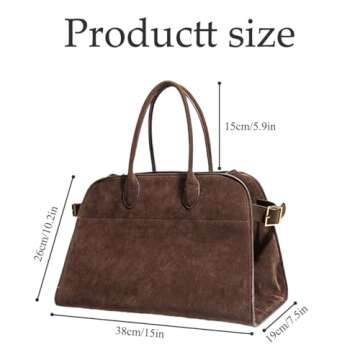 Women's Suede Tote Bag – Large Capacity Vintage Satchel for Work and Travel