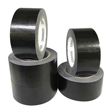 COSIMIXO 5-Pack Black Heavy Duty Duct Tape, 2 inches x 30 Yards, Strong, Flexible, No Residue, All-W...