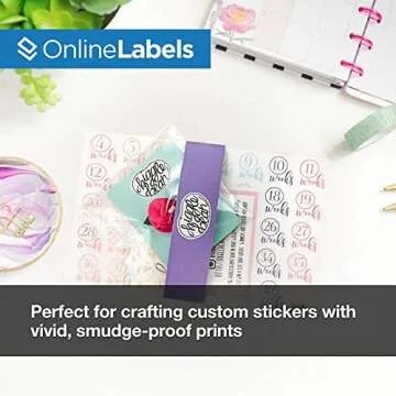 Waterproof Sticker Paper, 10 Sheets, White Matte Vinyl-Like, 8.5" x 11" Full Sheet Label, Works with Inkjet Printers Only, Compatible with Electronic Cutting Machines, OL177WJ, OnlineLabels