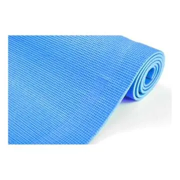 Mind Reader YOGAPVC-PUR All Purpose Extra Thick Yoga Fitness & Exercise Mats with Carrying Strap, High Density Anti-Tear, Blue