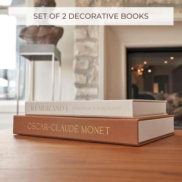 Beautiful Decorative Books - Set of 2 Linen Boxes Enhance Your Coffee Table, Bookshelf or Mantle Dec...