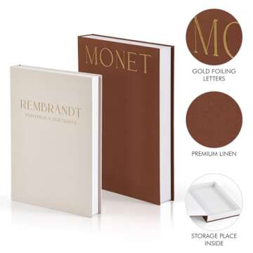 Decorative Books Set of 2 Linen Boxes for Modern Decor