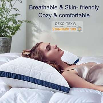 King Size Pillows Set of 2 - Cooling Hotel Luxury Bed Pillows for Sleeping 2 Pack, Supportive Breathable Down Alternative Gusseted Pillow for Side Stomach or Back Sleepers