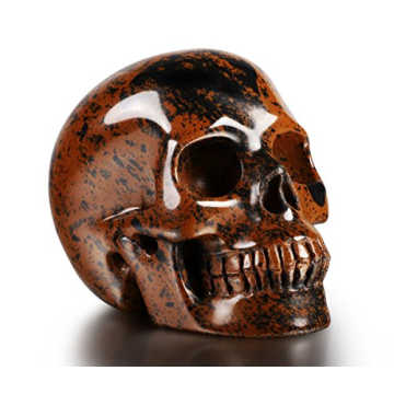 Skullis 2.0" Mahogany Obsidian Crystal Skull Head. Hand Carved Gemstone Fine Art Sculpture, Reiki He...