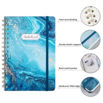 EOOUT 3 Pack Aesthetic Spiral Notebooks, Journals for Women, Hardcover College Ruled Notebook, 6 x 8.5 Inches, 100GSM Thick Paper, Strong Twin-Wire Binding, 160 Pages, for Office School Supplies
