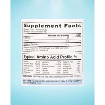 BioOptimal Collagen Peptides Powder - Grass-Fed, Pasture-Raised Hydrolyzed Protein Supplement for Skin, Hair, & Nails - Non-GMO, Zero Sugar Daily Supplement for Men & Women (45 Servings)