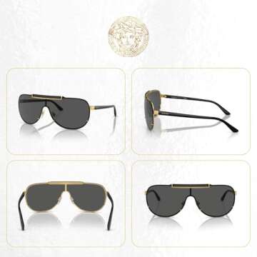 Versace 40MM Gold Grey Sunglasses With Eyewear Kit