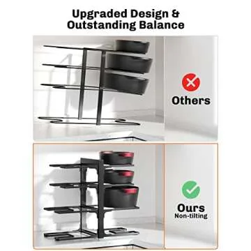 MUDEELA 8-Tier Heavy Duty Adjustable Pan Organizer Rack for Kitchen Cabinet Storage and Organization