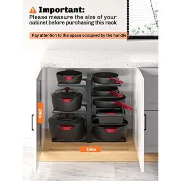 MUDEELA 8-Tier Heavy Duty Adjustable Pan Organizer Rack for Kitchen Cabinet Storage and Organization