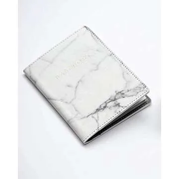 Eccolo World Traveler Marble Passport Holder - Chic Travel Companion with Card Slots