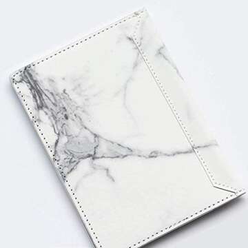 Eccolo World Traveler Travel Passport Cover Case with Storage Pocket, Marble, 6.4X4