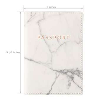 Eccolo World Traveler Travel Passport Cover Case with Storage Pocket, Marble, 6.4X4