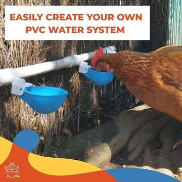 Lil'Clucker Large Automatic Chicken Waterer Cups and 1/2" PVC Tees - Chicken Water Feeder - Suitable...