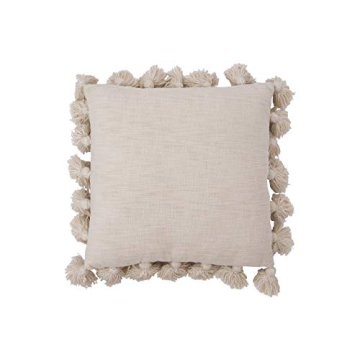 Creative Co-Op Cream Woven Pillow with Tassels