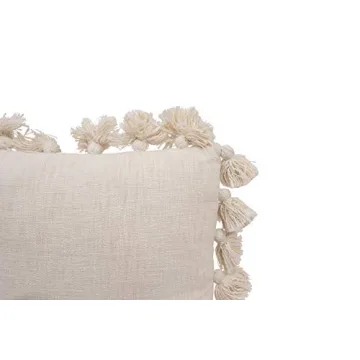Creative Co-Op Cream Woven Pillow with Tassels