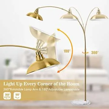 FILIYANO Gold Brass Arc Floor Lamp for Modern Spaces