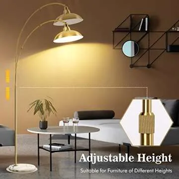 FILIYANO Gold Brass Arc Floor Lamp for Modern Spaces