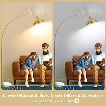 FILIYANO Gold Brass Arc Floor Lamp for Modern Spaces