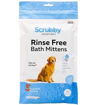 Scrubby Pet No Rinse Pet Wipes, Rinse Free Shampoo Mittens for Dogs and Cats, Bath Wipes for Bathing...