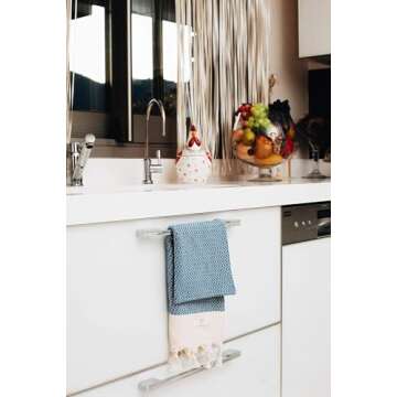 SMYRNA TURKISH COTTON Vintage Series Turkish Hand Towels, 16x40 inch, Decorative Turkish Hand Towels for Bathroom, Kitchen, Face, Hair, Tea, Yoga, Gym, Dishcloth Set of 2, Blue