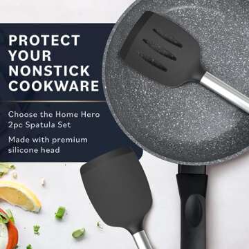 Home Hero Silicone Spatula Set - Ergonomic, BPA-Free Nonstick Kitchen Utensils for Effortless Cookin...