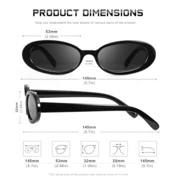 DANAMY Retro Oval Sunglasses - Fashionable UV400 Protection Shades for All