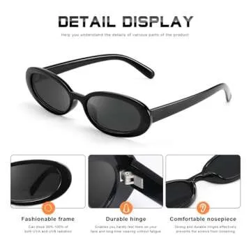 DANAMY Retro Oval Sunglasses for Men & Women - UV Protection