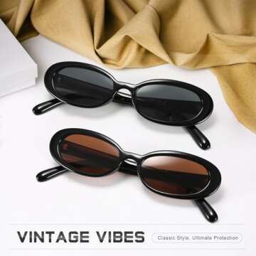 DANAMY Retro Oval Sunglasses for Men & Women - UV Protection