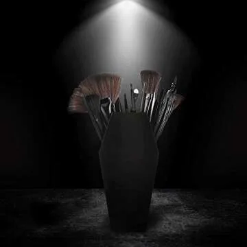 nanayo Makeup Coffin Shelf And Brush Holder – 3 Shelf Makeup Holder for Gothic Decor – Free Standing or Wall Hanging Organizer Spooky Coffin Decor for Bedroom or Bathroom