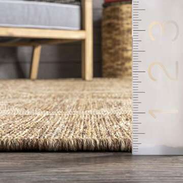 nuLOOM 5x8 Outdoor/Indoor Ranya Tribal Area Rug, Light Brown, Geometric Design, Stain Resistant, Hig...