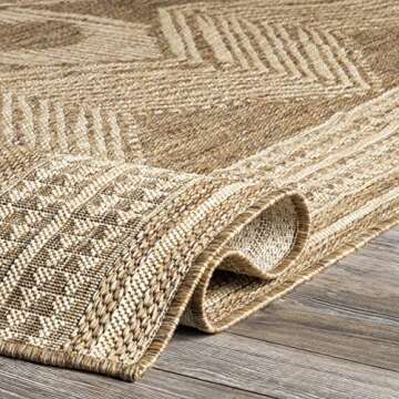 nuLOOM 5x8 Outdoor/Indoor Ranya Tribal Area Rug, Light Brown, Geometric Design, Stain Resistant, Highly Durable, For Patio, Balcony, Bedroom, Dining Room, Living Room, Bathroom