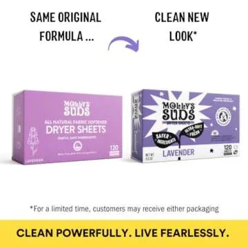 Molly's Suds Fabric Softener Dryer Sheets for Sensitive Skin | Plant-Based Static Reducer, Plastic-F...