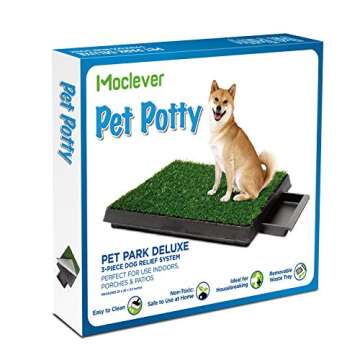 Grass Pee Potty Pad for Dog, Moclever Dog Grass Pad Tray with Drawer, 25x20inch Fake Grass Portable ...