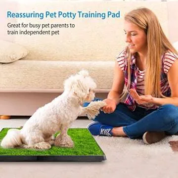 Grass Pee Potty Pad for Dog, Moclever Dog Grass Pad Tray with Drawer, 25x20inch Fake Grass Portable Pet Potty Trainer Indoor&Outdoor, Best for Medium and Small Dog