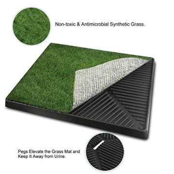 Grass Pee Potty Pad for Dog, Moclever Dog Grass Pad Tray with Drawer, 25x20inch Fake Grass Portable Pet Potty Trainer Indoor&Outdoor, Best for Medium and Small Dog