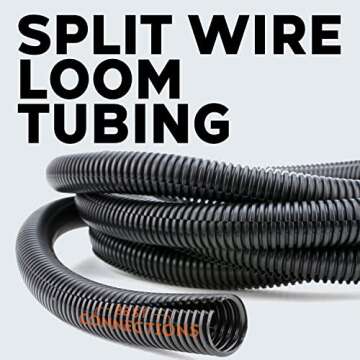 1.5" X 10 ft Split Wire Loom Flex-Guard Convoluted Tubing – Protective Split Cable Sleeves for Aut...