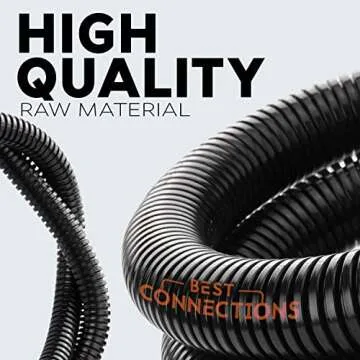 1.5" X 10 ft Split Wire Loom Flex-Guard Convoluted Tubing – Protective Split Cable Sleeves for Automotive Home Industrial Electrical Wires – Chemical Resistant Cable Conduit – Black