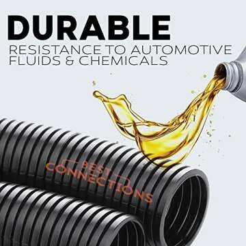 1.5" X 10 ft Split Wire Loom Flex-Guard Convoluted Tubing – Protective Split Cable Sleeves for Automotive Home Industrial Electrical Wires – Chemical Resistant Cable Conduit – Black