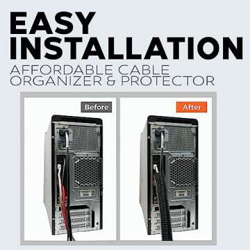 1.5" X 10 ft Split Wire Loom Flex-Guard Convoluted Tubing – Protective Split Cable Sleeves for Automotive Home Industrial Electrical Wires – Chemical Resistant Cable Conduit – Black