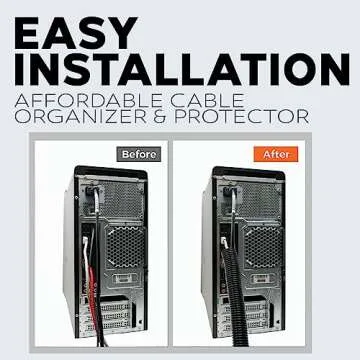 1.5" X 10 ft Split Wire Loom Flex-Guard Convoluted Tubing – Protective Split Cable Sleeves for Automotive Home Industrial Electrical Wires – Chemical Resistant Cable Conduit – Black