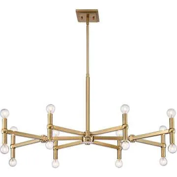 Possini Euro Design Marya Dark Satin Brass Gold Large Chandelier Lighting 37" Wide Modern Industrial 16-Light Fixture for Dining Room House Foyer Entryway Kitchen Bedroom Living Room Ceilings