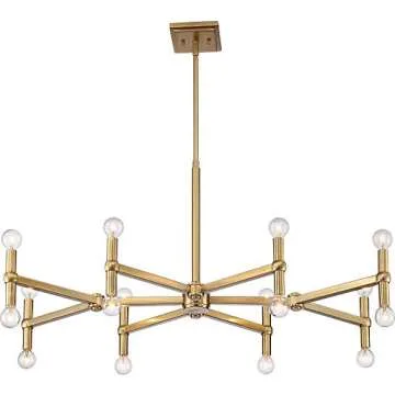 Possini Euro Design Marya Dark Satin Brass Gold Large Chandelier Lighting 37" Wide Modern Industrial 16-Light Fixture for Dining Room House Foyer Entryway Kitchen Bedroom Living Room Ceilings