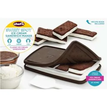 Chef'n Sweet Spot Ice Cream Sandwich Maker - Set of 2, Brown | Craft Homemade Ice Cream Sandwiches w...