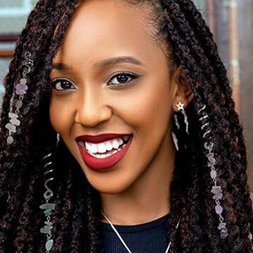 FRDTLUTHW Colored Natural Stone Tassels Hair Jewelry for Braids, Crystal Dreadlock Accessories Hair Charms for Women(Silver, pack of 6)