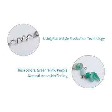 FRDTLUTHW Colored Natural Stone Tassels Hair Jewelry for Braids, Crystal Dreadlock Accessories Hair Charms for Women(Silver, pack of 6)