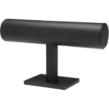 ChezMax Necklace Jewelry Display Jewelry Stand Hovering T-Bar Bracelet Holder for Home Organization, Black Leatherette