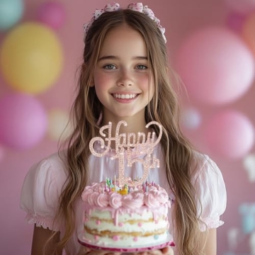 Elegant Marwey Happy 15th Birthday Cake Topper for Girls