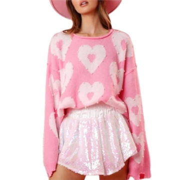 Women Cute Sweater Kawaii Bow Crew Neck Long Sleeve Knit Pullover Tops Y2k E-Girl Casual Oversized S...