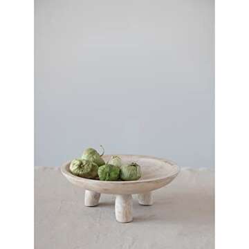 Creative Co-Op Mango Wood Footed Bowl, 10" L x 10" W x 4" H, Natural
