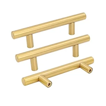 goldenwarm Pack of 15 Brushed Brass Cabinet Door Handles Pulls for Cabinet 3inch Gold Drawer Handles...